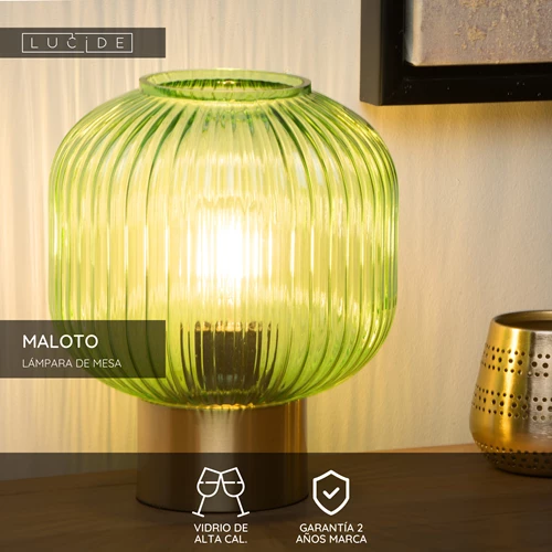 Lucide MALOTO - Lámpara de mesa - Ø 20 cm - 1xE27 - Verde - USP